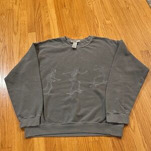 Urban Outfitters Gray Skeleton Print Sweatshirt (S/M)